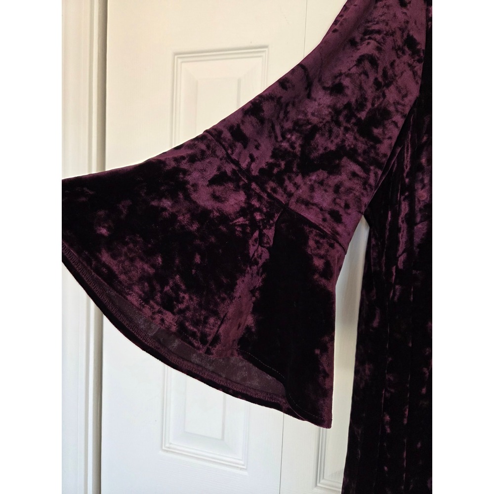 Jessica Howard Dress Crushed Velvet Bell Sleeve‎ Women 24W Plum NWT - Picture 3 of 7